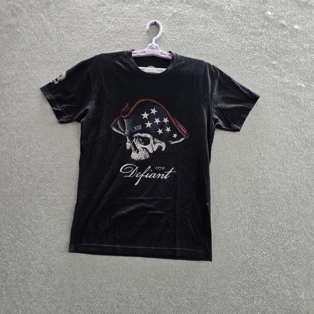 Zero Foxtrot Men Shirt Small Black Defiant 1776 Skull Graphic Print Short Sleeve